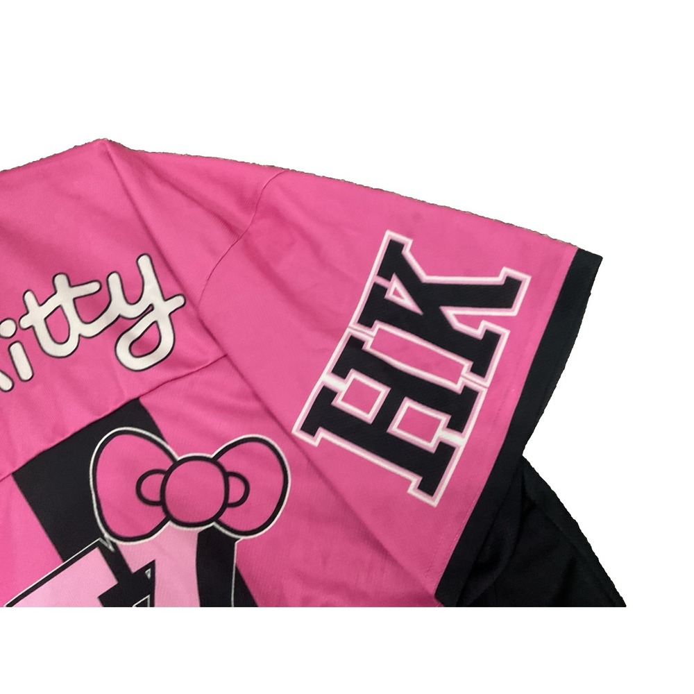 Sanrio Hello Kitty Women's Cropped Graphic Football Skimmer Jersey Size L Pink - Picture 2 of 9
